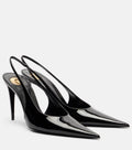 Guermantes Slingback Pumps in Black Patent Leather