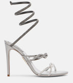 René Caovilla Cleo Embellished Satin Sandals – Silver