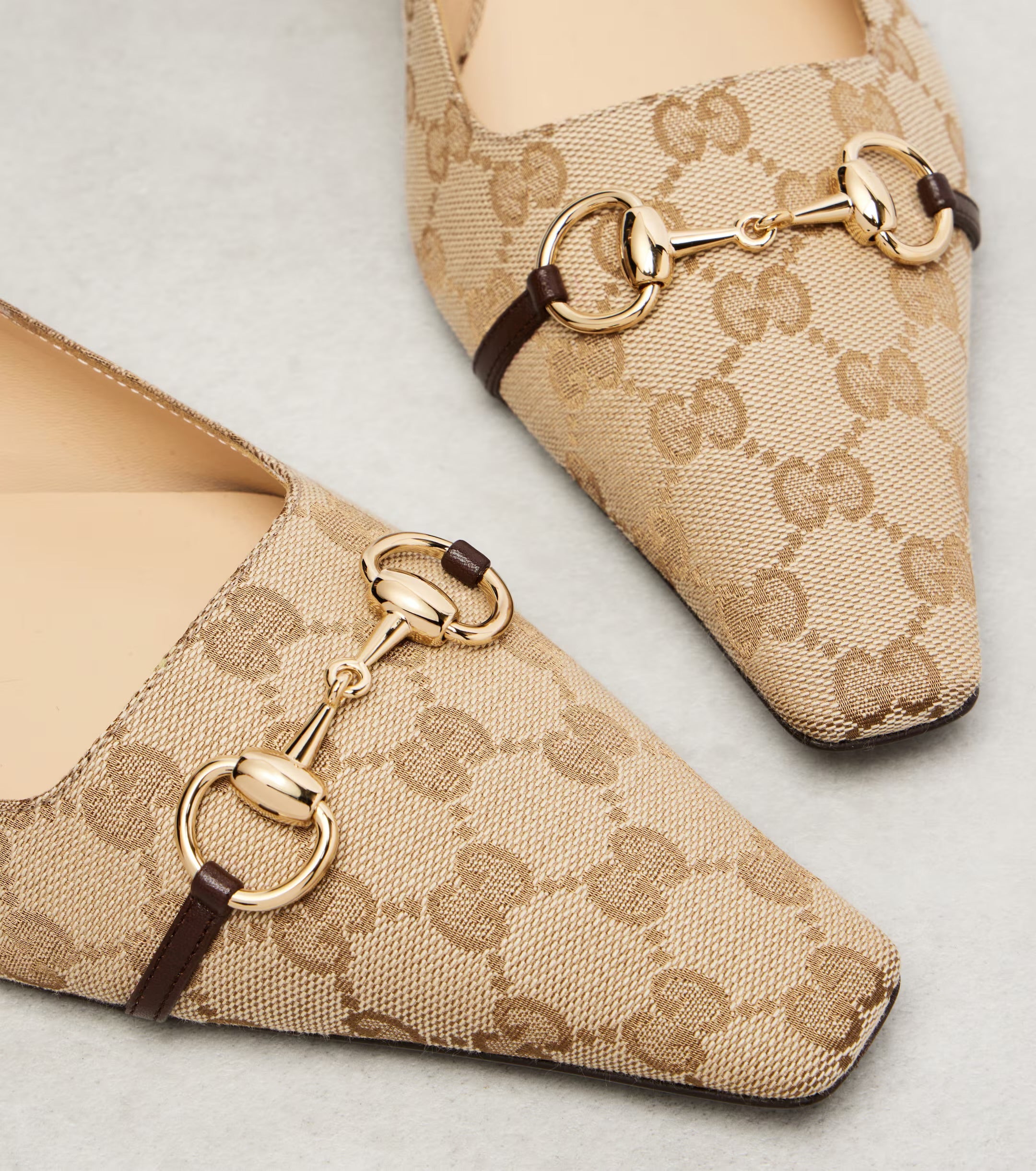 Gucci Vittoria Horsebit GG Canvas Ballet Flats