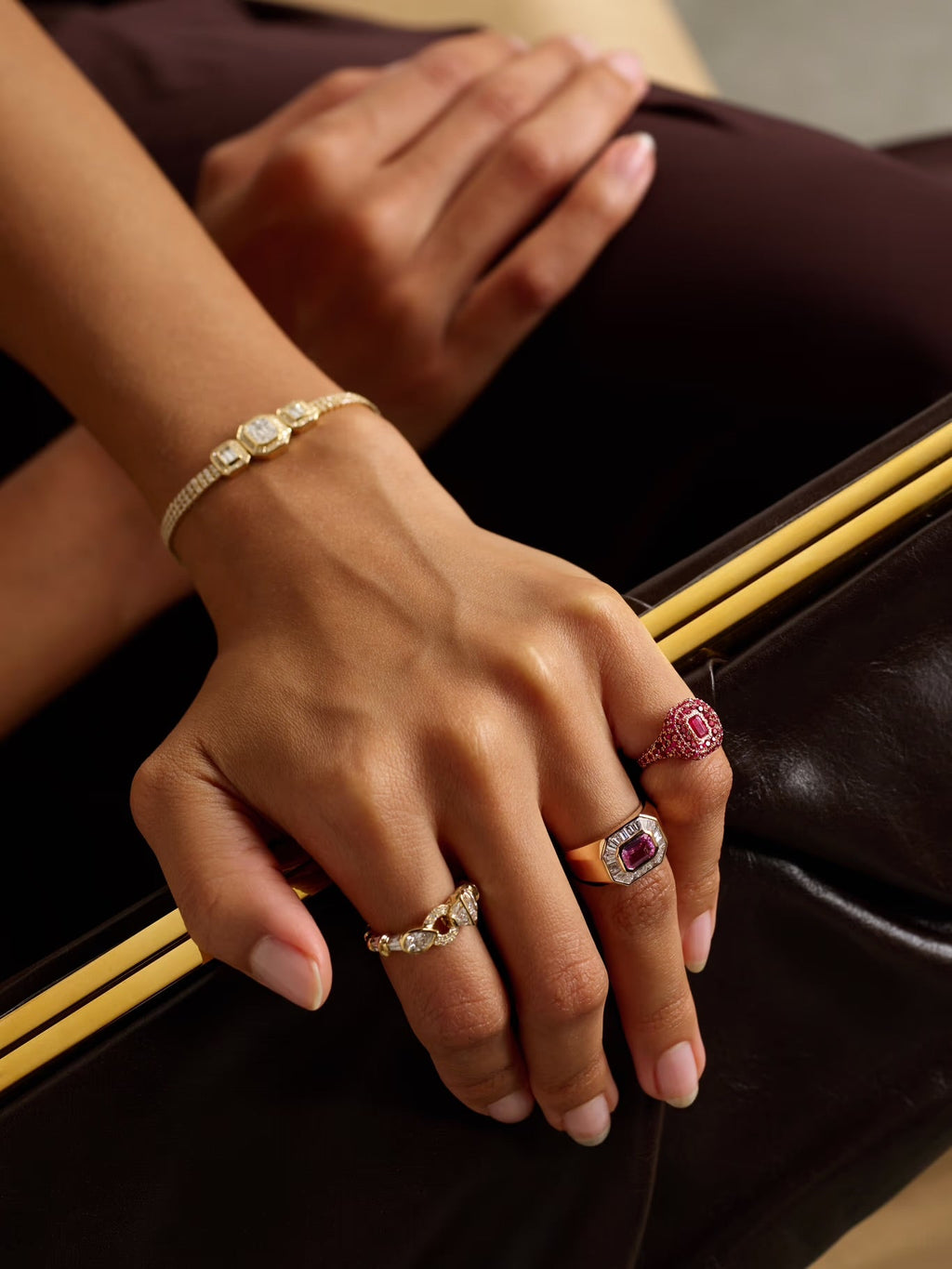 Ruby Pavé Signet Ring, 18K Rose Gold