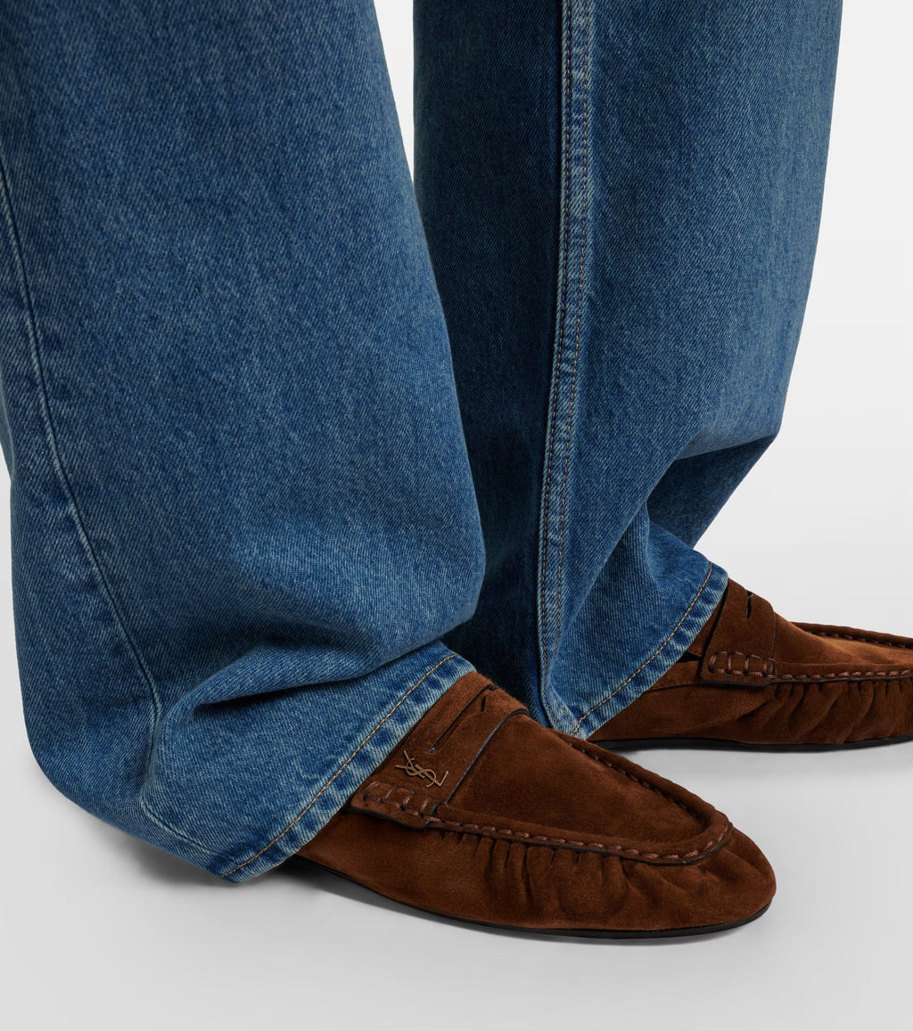 Saint Laurent Le Loafer Suede Mules