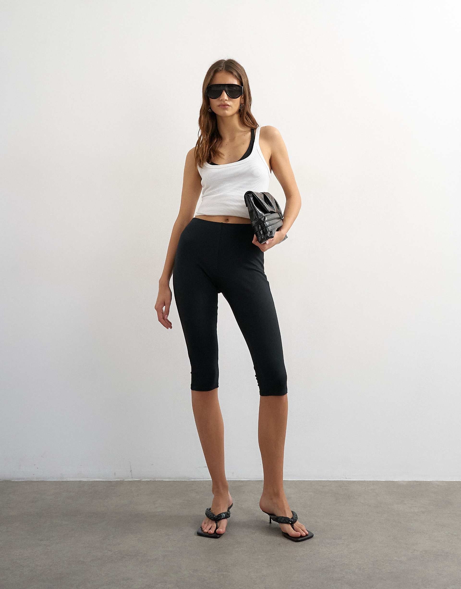 Topshop Jersey Capri Leggings in Black