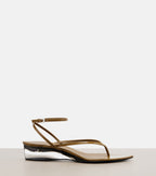 Alaïa Invisible Patent Leather Wedge Thong Sandals – Green