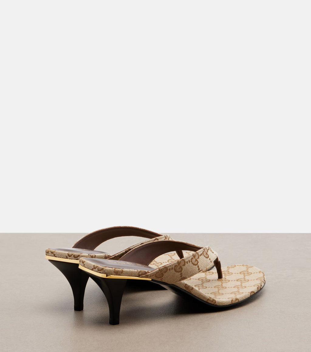 Gucci Vittoria GG Canvas Thong Sandals – Brown