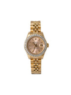 Rolex Datejust 27 in Yellow Gold with Diamond Bezel and Salmon Dial