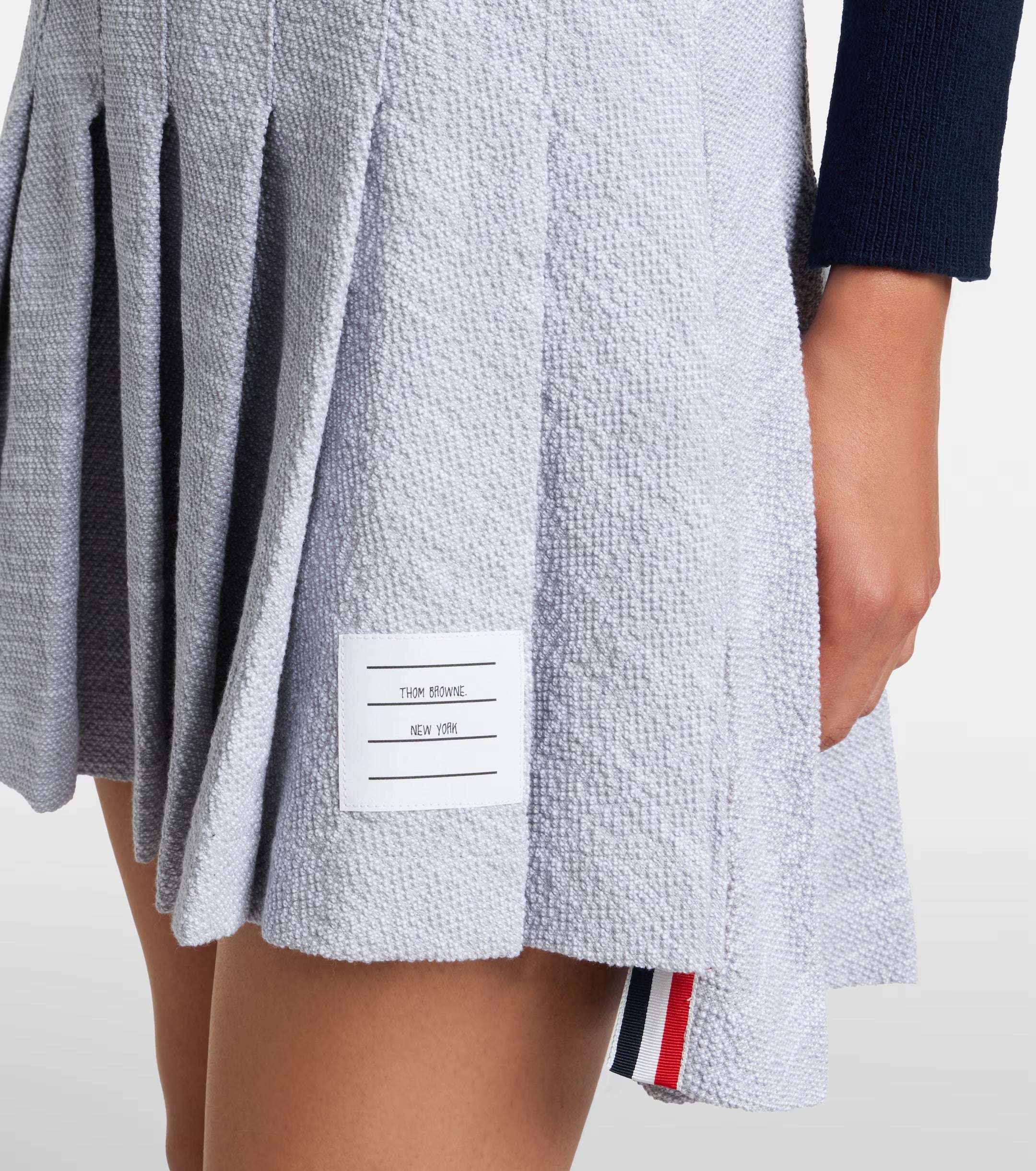 Thom Browne Pleated Cotton-Blend Tweed Miniskirt – Grey