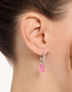 Thomas Sabo Single Hoop Earring With Pink Bears Pendant In Sterling Silver
