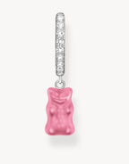 Thomas Sabo Single Hoop Earring With Pink Bears Pendant In Sterling Silver