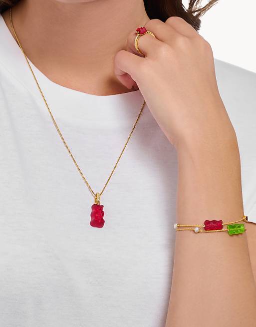 Thomas Sabo Red Bear Pendant In Sterling Silver & 18k Yellow Gold Plating