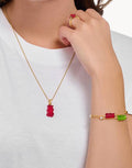 Thomas Sabo Red Bear Pendant In Sterling Silver & 18k Yellow Gold Plating