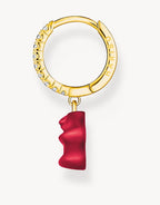 Thomas Sabo 18k Yellow Gold-Plated Hoop Earring With Red Bear Pendant In Sterling Silver
