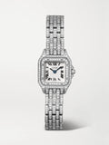 Panthère de Cartier 25mm Mini Rhodium-Plated 18-Karat White Gold Diamond Watch