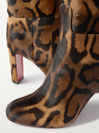 Christian Louboutin Lou Botta 65 Leopard-Print Calf Hair Knee Boots