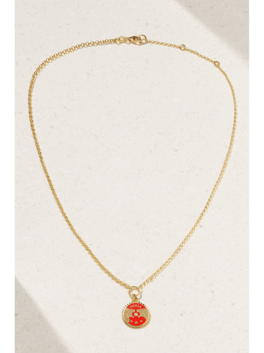Solar & Lunar Strength Ceramic and Diamond Necklace, 18K Gold
