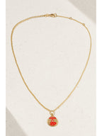 Solar & Lunar Strength Ceramic and Diamond Necklace, 18K Gold