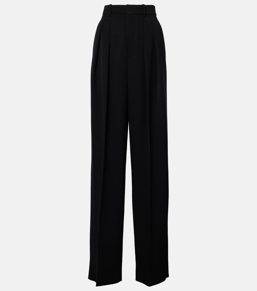 Saint Laurent High-Rise Wool Grain De Poudre Tuxedo Pants