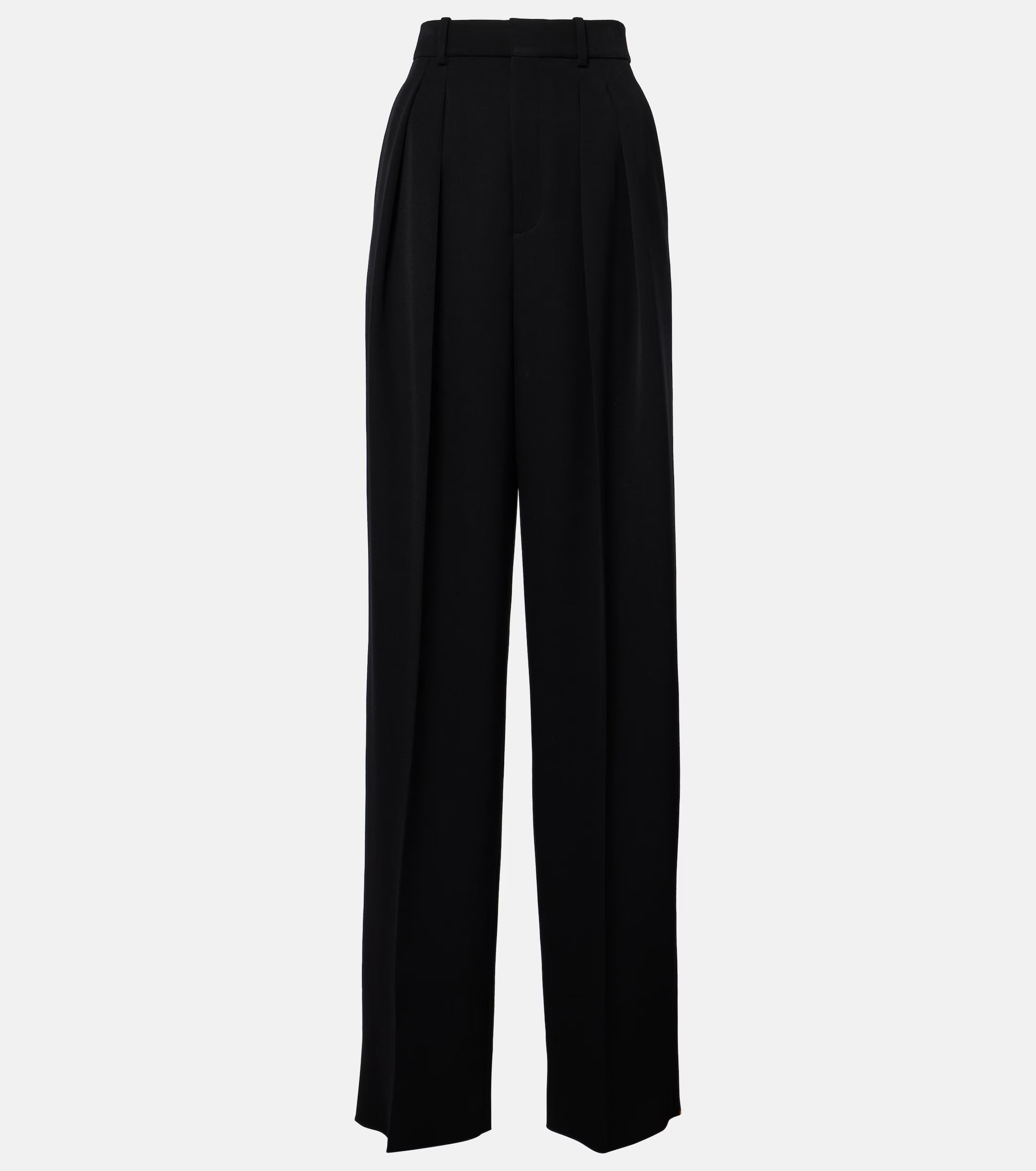 Saint Laurent High-Rise Wool Grain De Poudre Tuxedo Pants