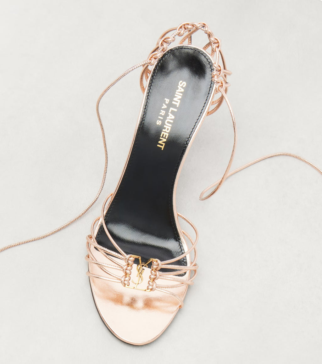 Saint Laurent Babylone 90 Metallic Leather Sandals