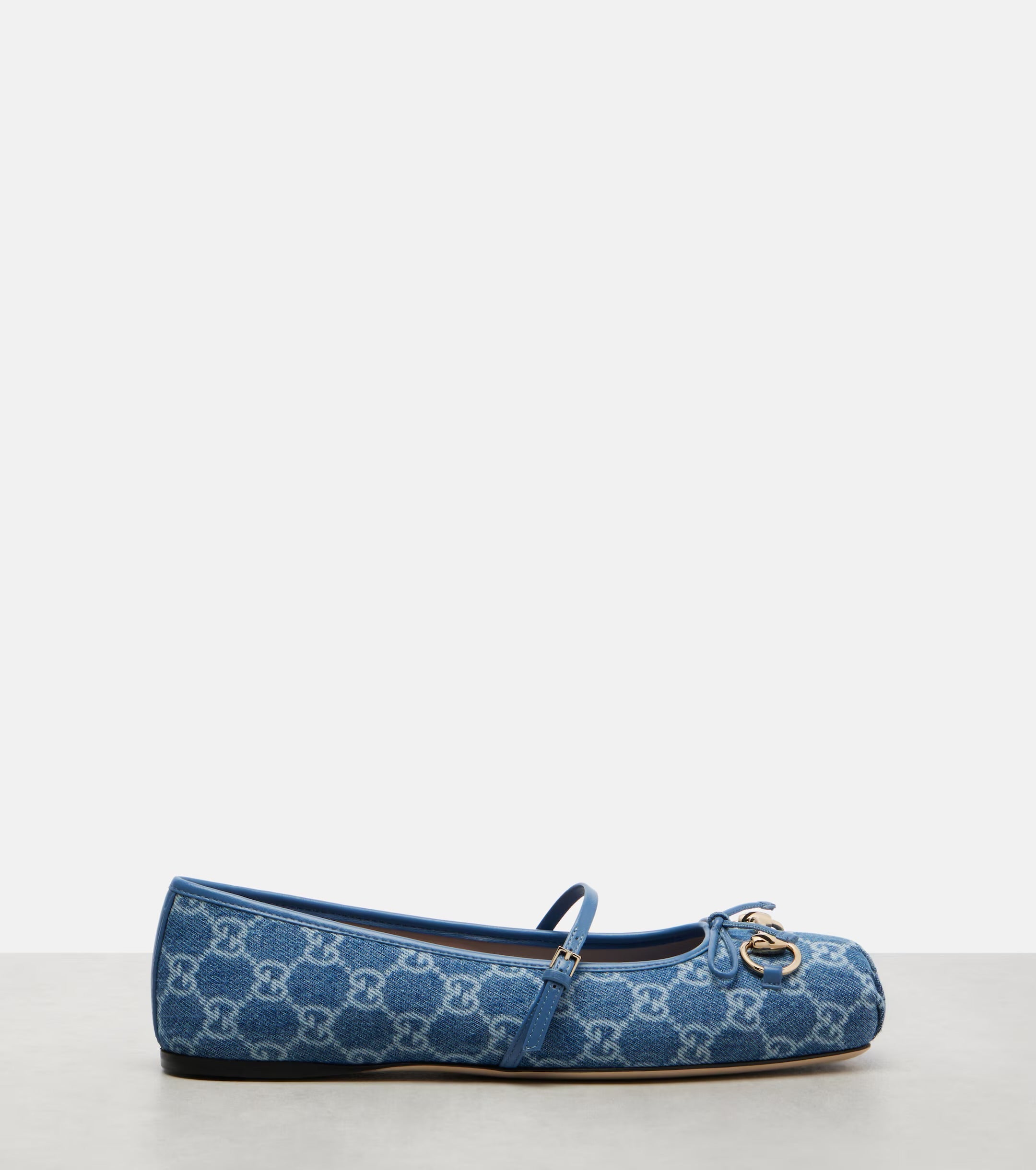 Gucci Horsebit GG Denim Ballet Flats