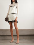 DÔEN Giulietta Lace-Trimmed Silk-Charmeuse Mini Skirt