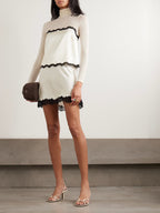 DÔEN Giulietta Lace-Trimmed Silk-Charmeuse Mini Skirt