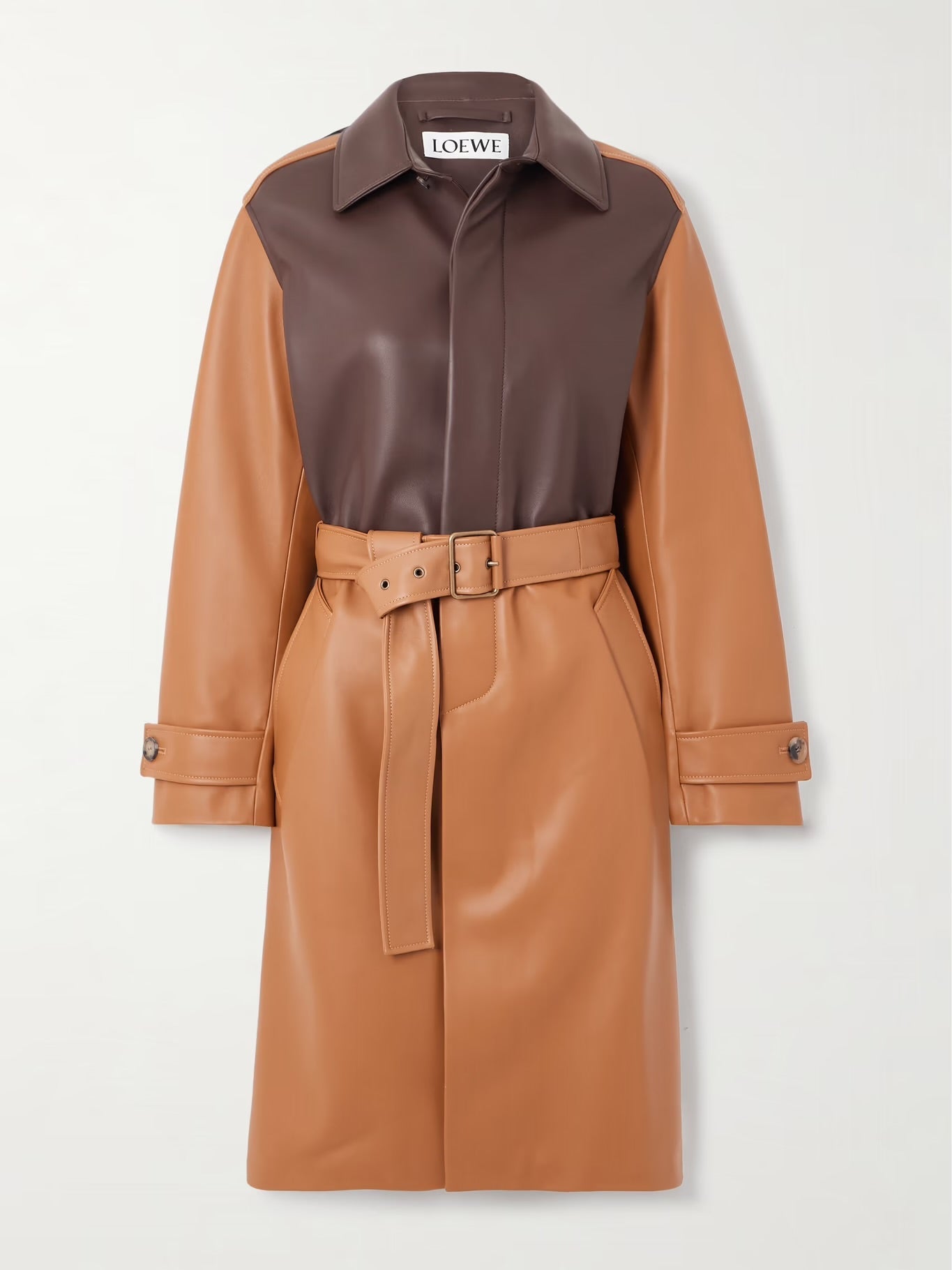 Loewe Belted Two-Tone Leather Coat