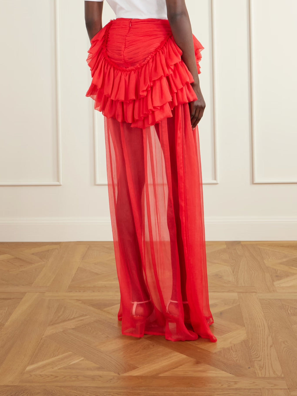 Shelby Ruffled Silk-Chiffon Maxi Skirt