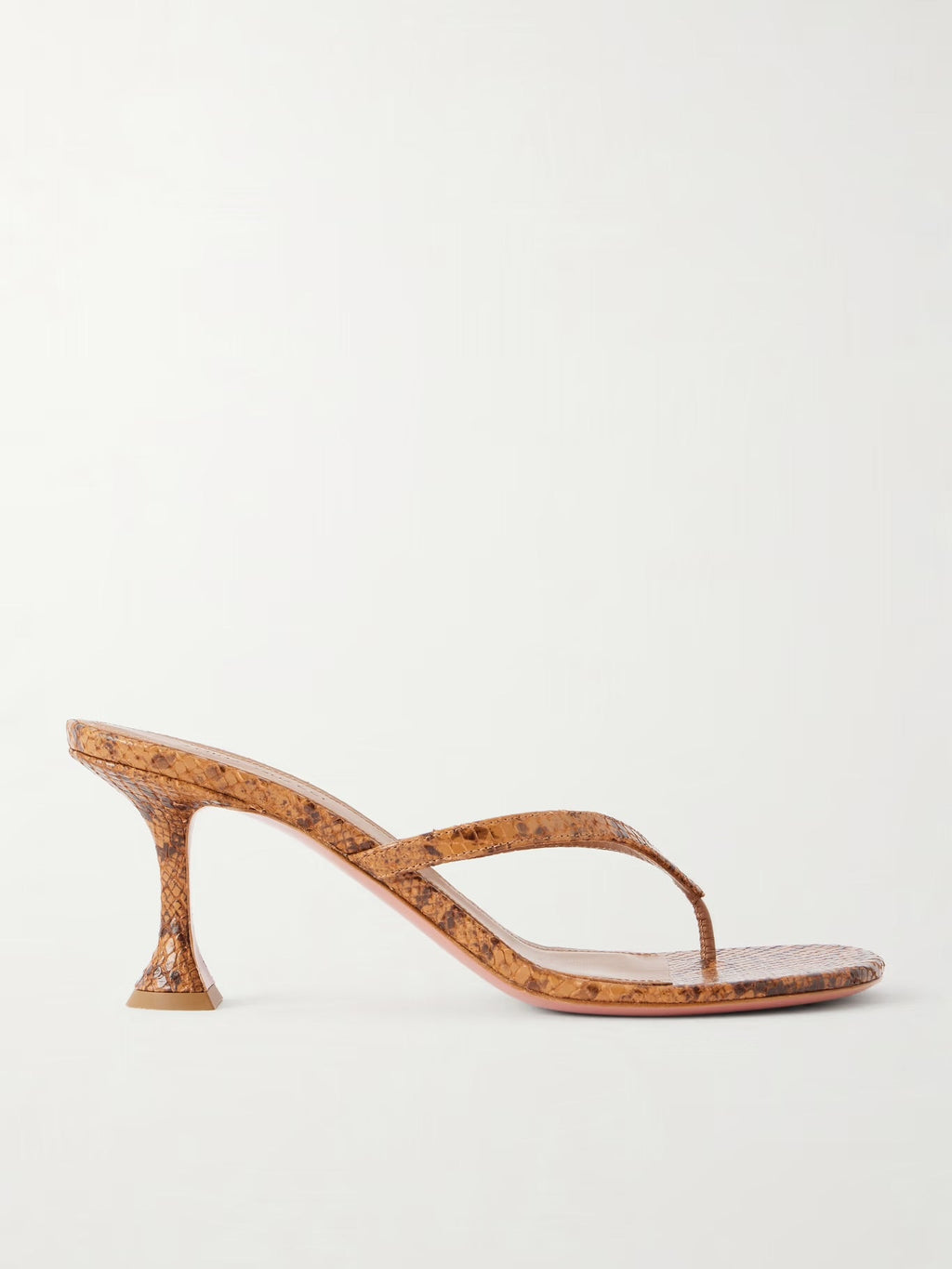 Amina Muaddi – Juliette 70 Snake-Effect Leather Thong Sandals