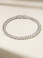 Diamond Cuban Link Bracelet, 18K White Gold