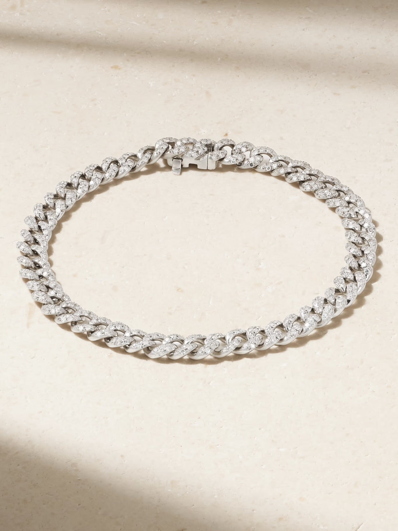 Diamond Cuban Link Bracelet, 18K White Gold