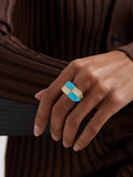 9-Karat Gold, Turquoise and Diamond Ring