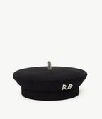Ruslan Baginskiy Crystal-Embellished Black Cotton Beret