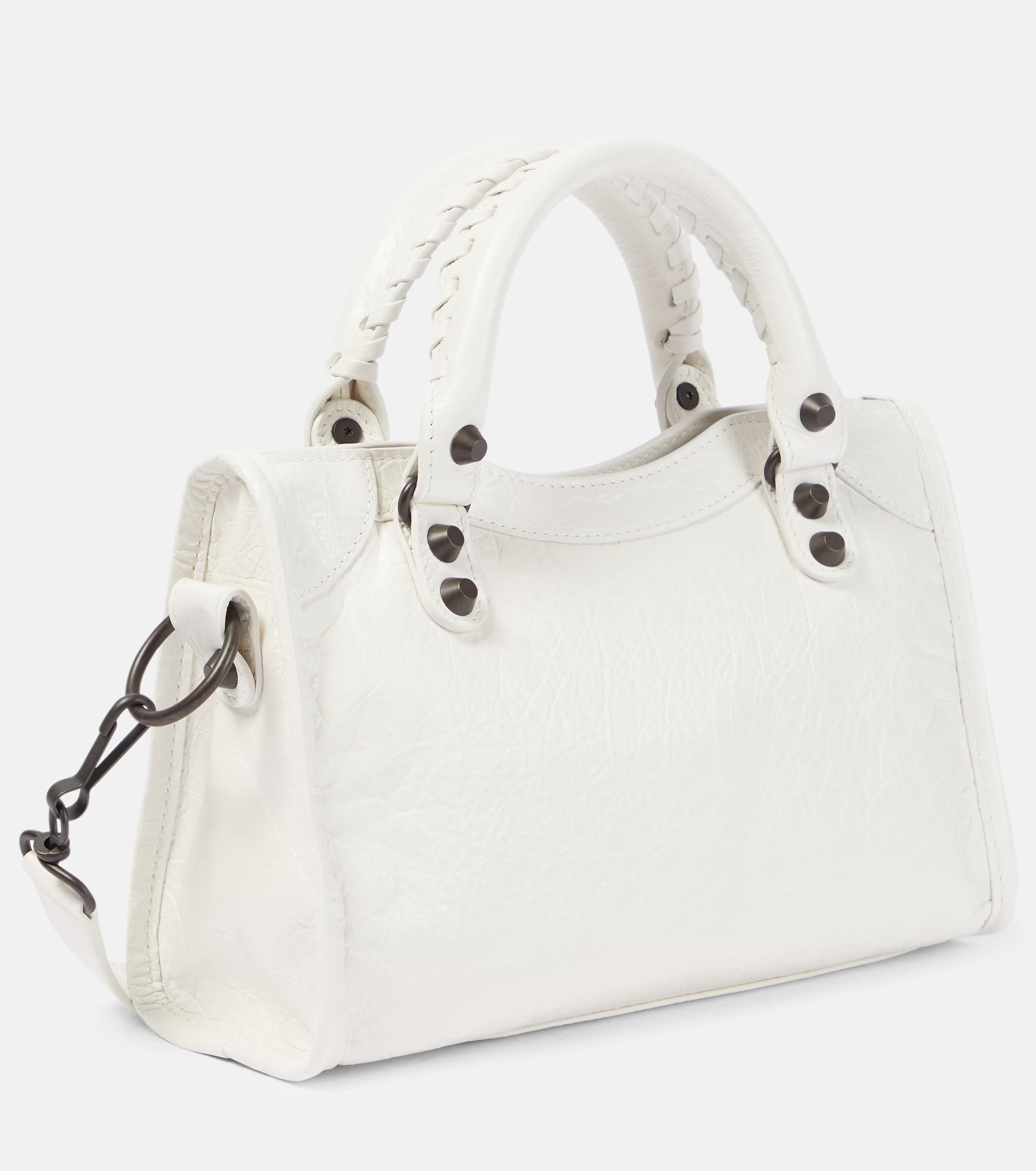Balenciaga Le City Mini Leather Shoulder Bag White