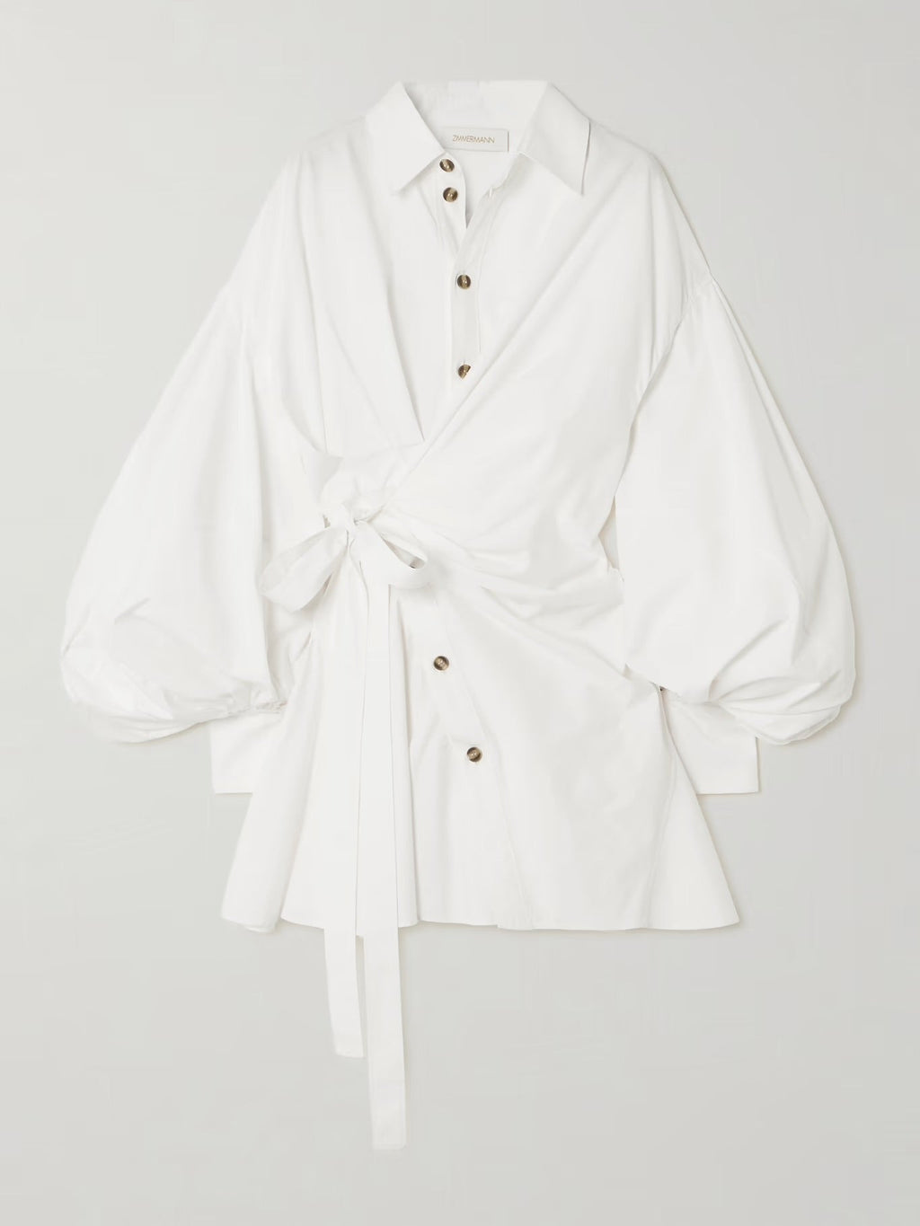 Zimmermann Rebellion Cotton-Poplin Mini Wrap Dress