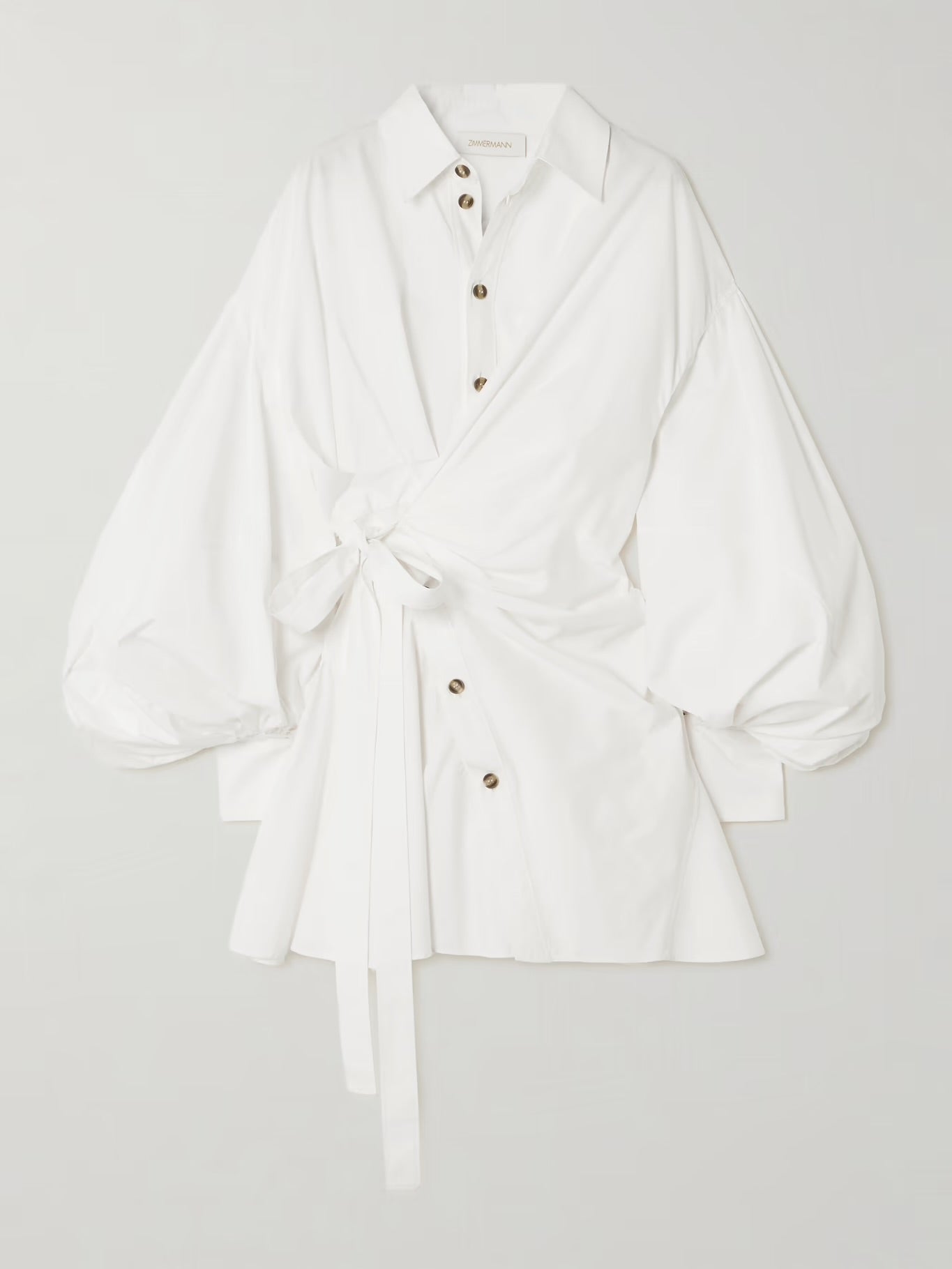 Zimmermann Rebellion Cotton-Poplin Mini Wrap Dress