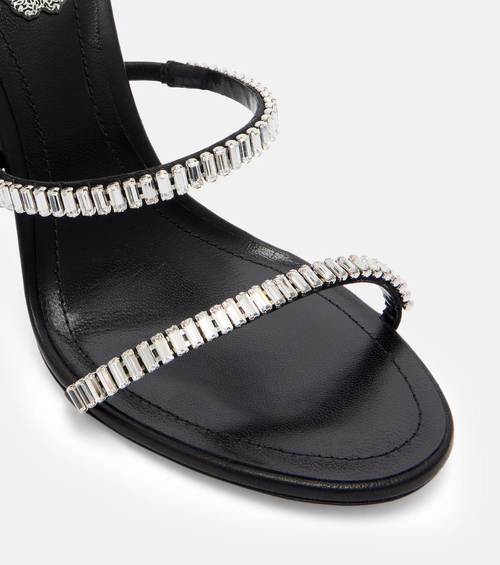 René Caovilla Cleo Spark Embellished Leather Sandals – Black