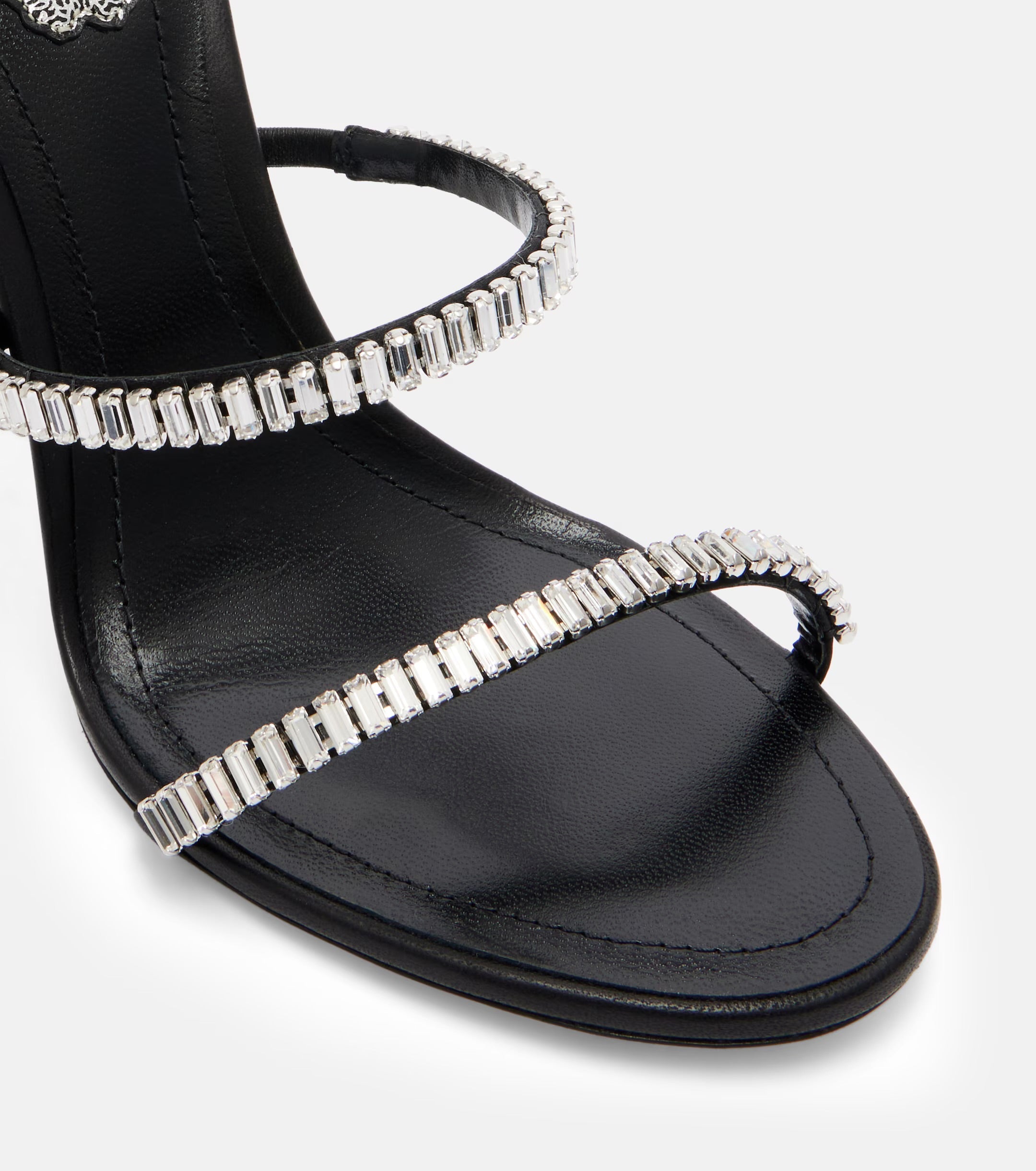 René Caovilla Cleo Spark Embellished Leather Sandals – Black
