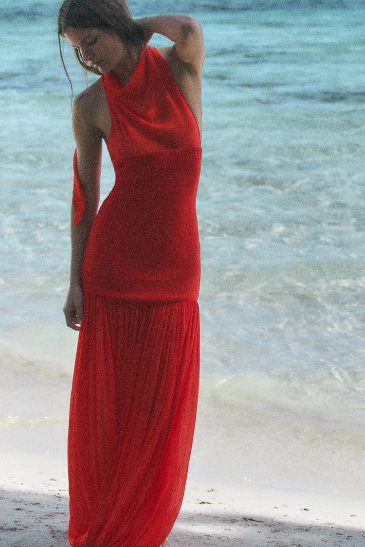 Combined Voluminous Halter Dress