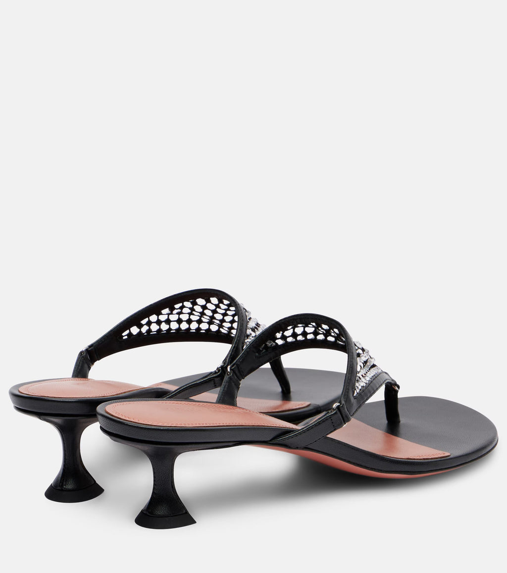Amina Muaddi Cameron 45 Crystal-Embellished Thong Sandals – Black