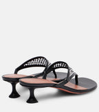 Amina Muaddi Cameron 45 Crystal-Embellished Thong Sandals – Black