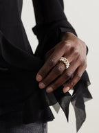 Essential Link Ceramic and Diamond Ring, 18K Gold