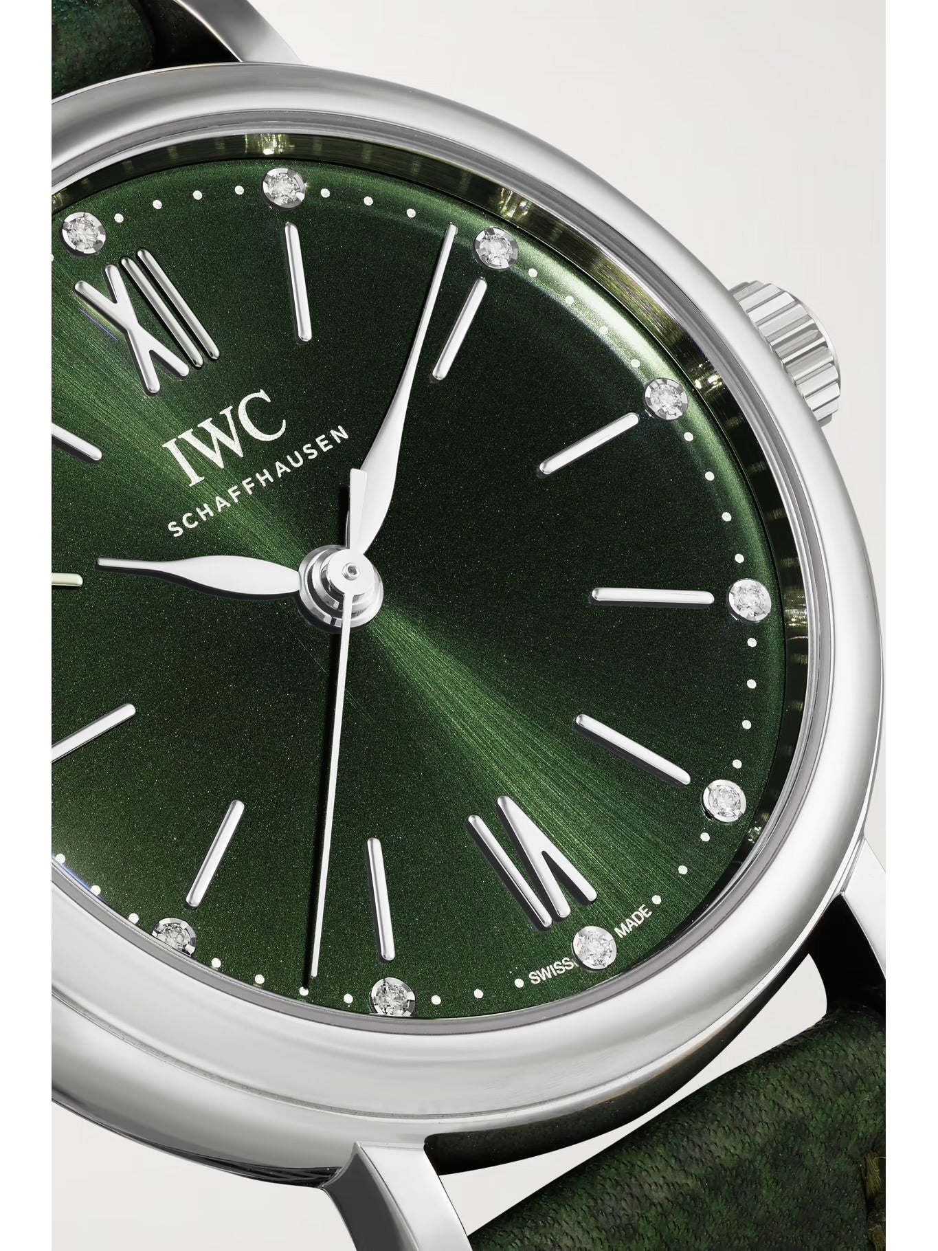 IWC Schaffhausen Portofino Automatic 40mm Stainless Steel, Textured-Leather and Diamond Watch
