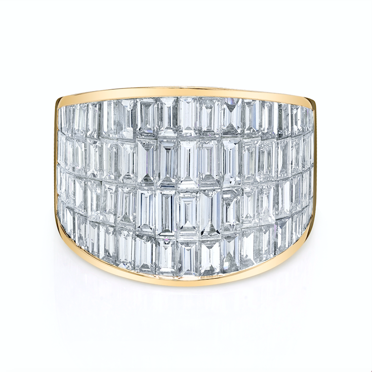 Four Row Baguette Galaxy Ring