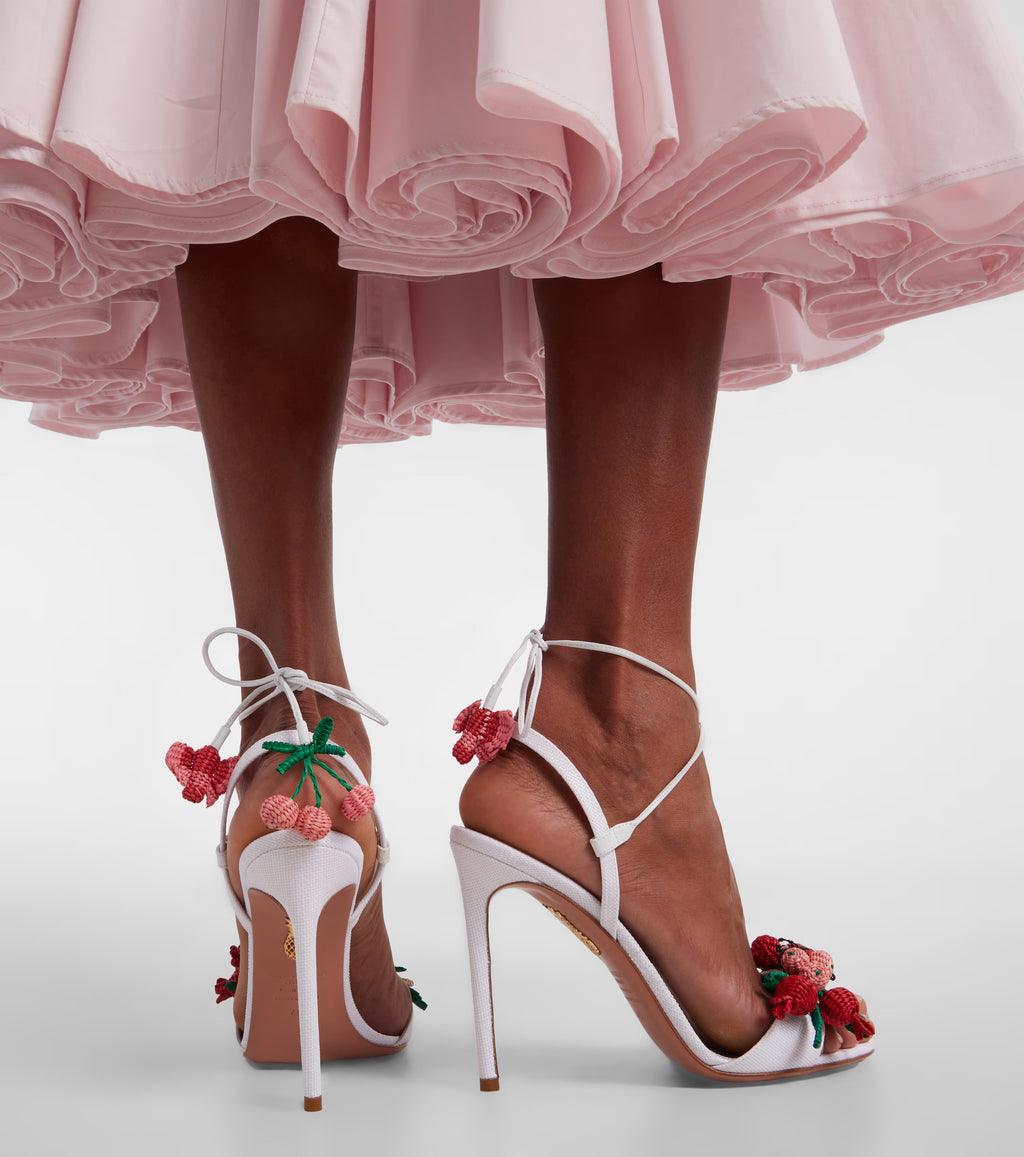 Aquazzura Botanica Raffia Slingback Sandals