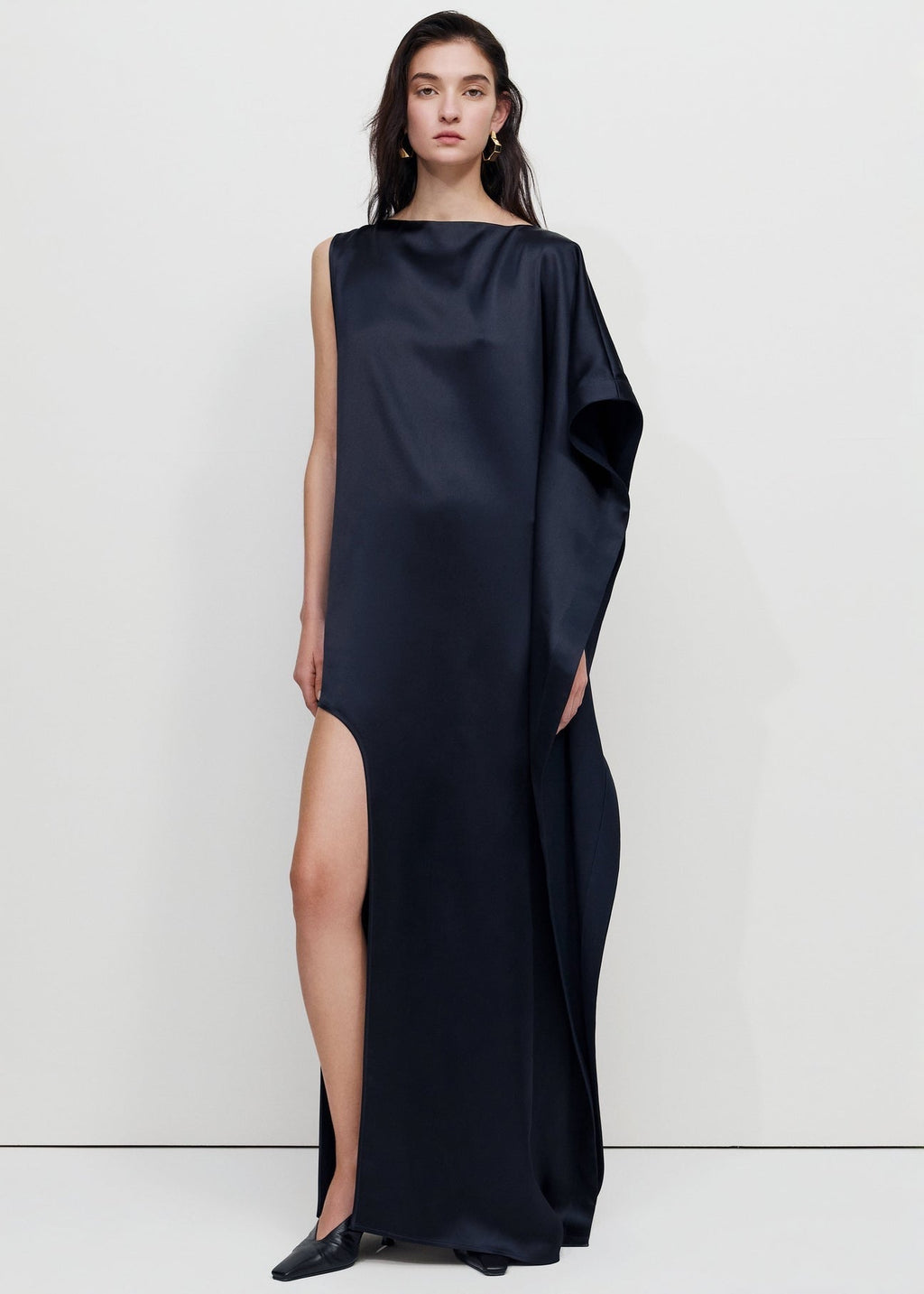 Bevza Asymmetric Maxi Dress - Dark Ink Navy