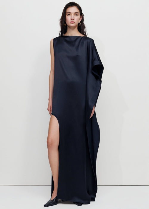 Bevza Asymmetric Maxi Dress - Dark Ink Navy
