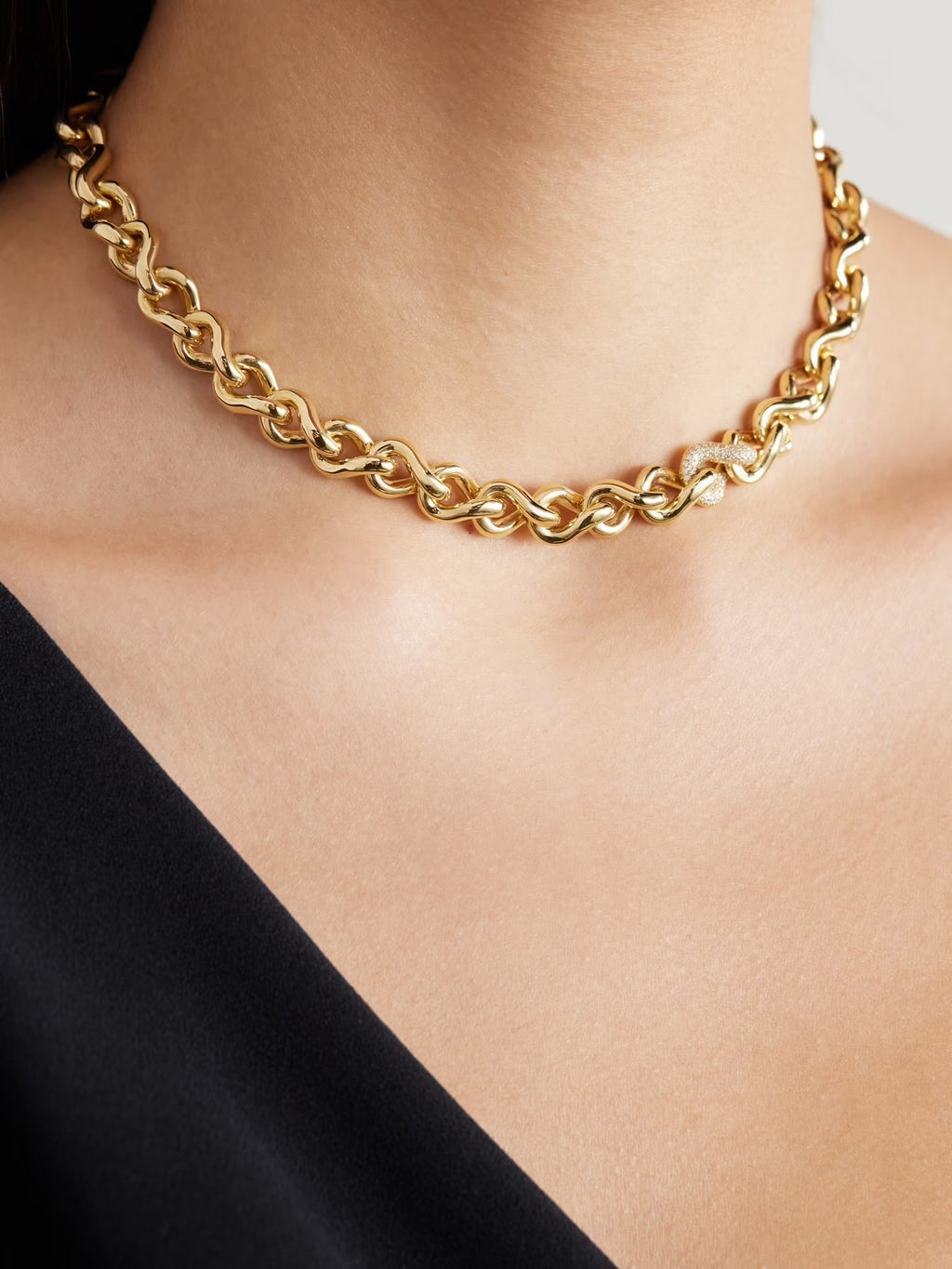 Infinity Link Diamond Necklace, 18K Gold