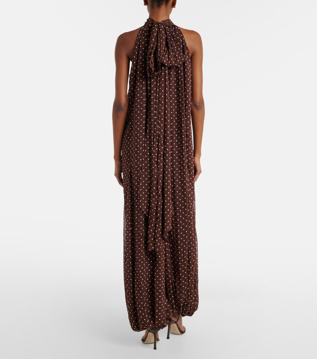 Rotate Polka-Dot Chiffon Halterneck Jumpsuit