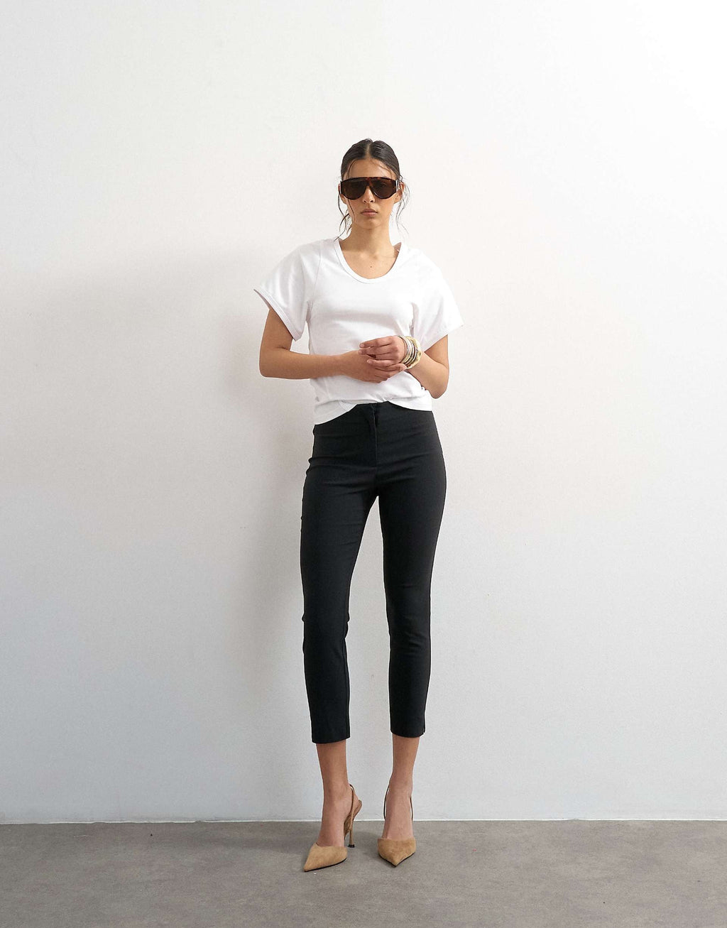 Topshop Tailored Capri Trousers in Black