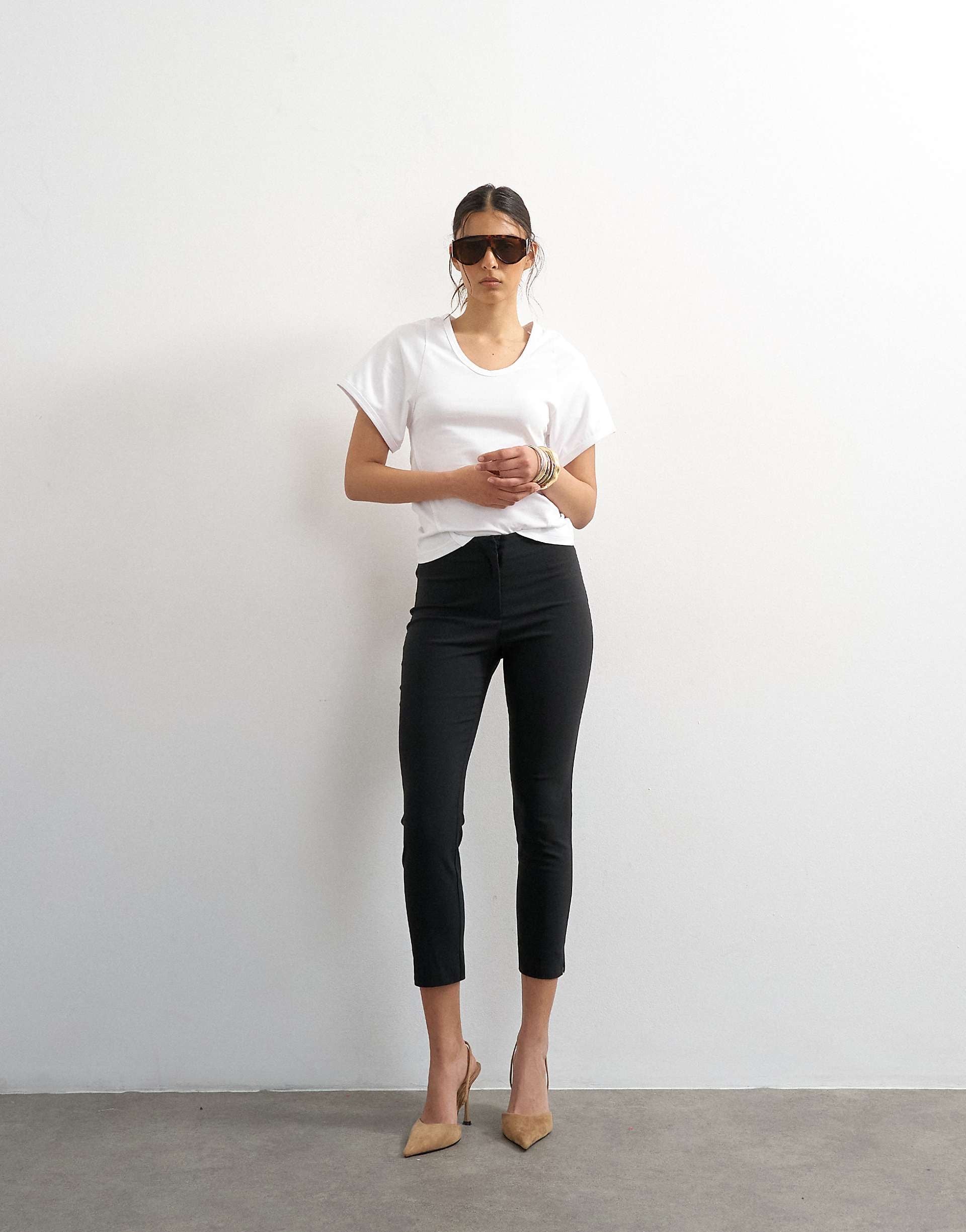 Topshop Tailored Capri Trousers in Black